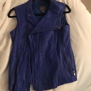 Blue crinkled leather vest